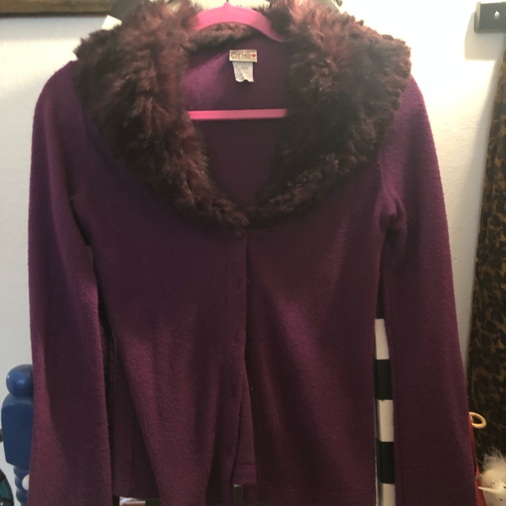 Vintage inspired purple cardigan